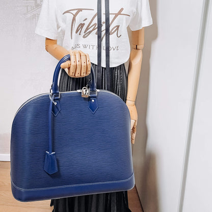 Second hand Louis Vuitton Alma MM Epi Leather Blue Indigo Bag - Tabita Bags