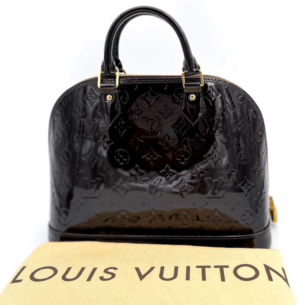Second hand Louis Vuitton Alma PM in Burgundy Patent Leather - Tabita Bags
