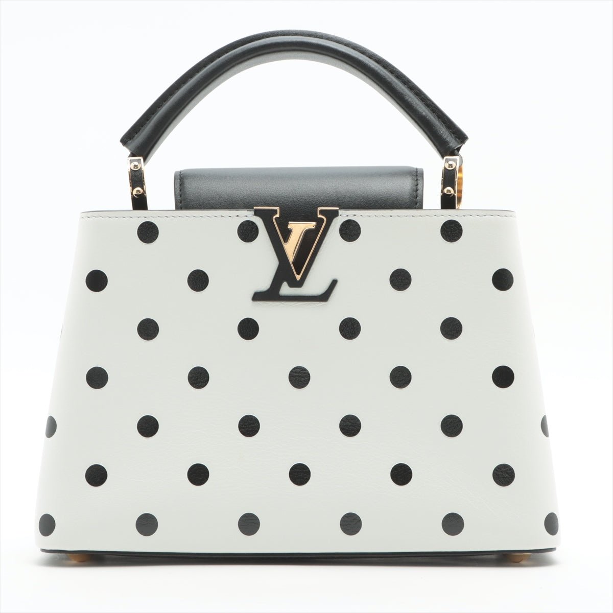 Second hand Louis Vuitton Capucines BB White with Black Polka Dots - Tabita Bags