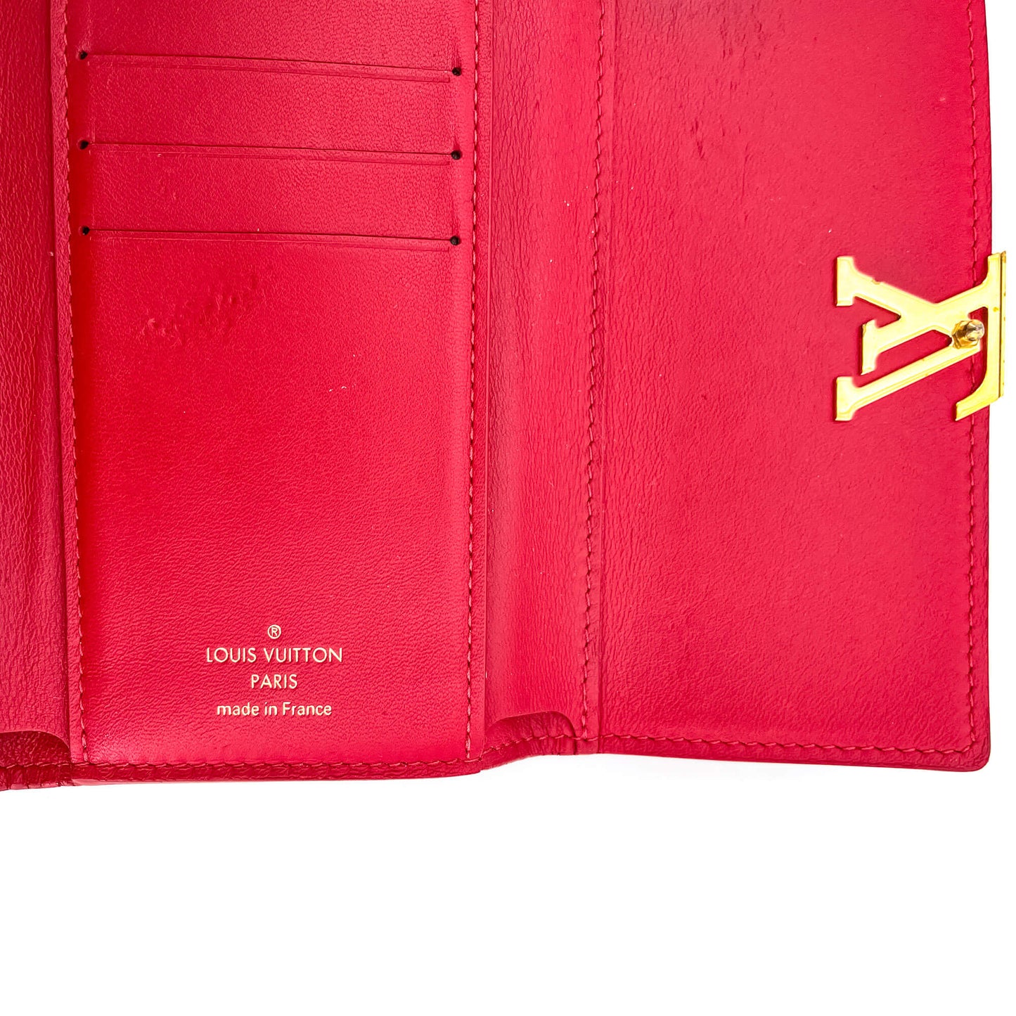 Second hand Louis Vuitton Capucines Compact Leather Red Wallet - Tabita Bags