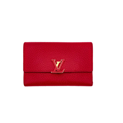 Second hand Louis Vuitton Capucines Compact Leather Red Wallet - Tabita Bags