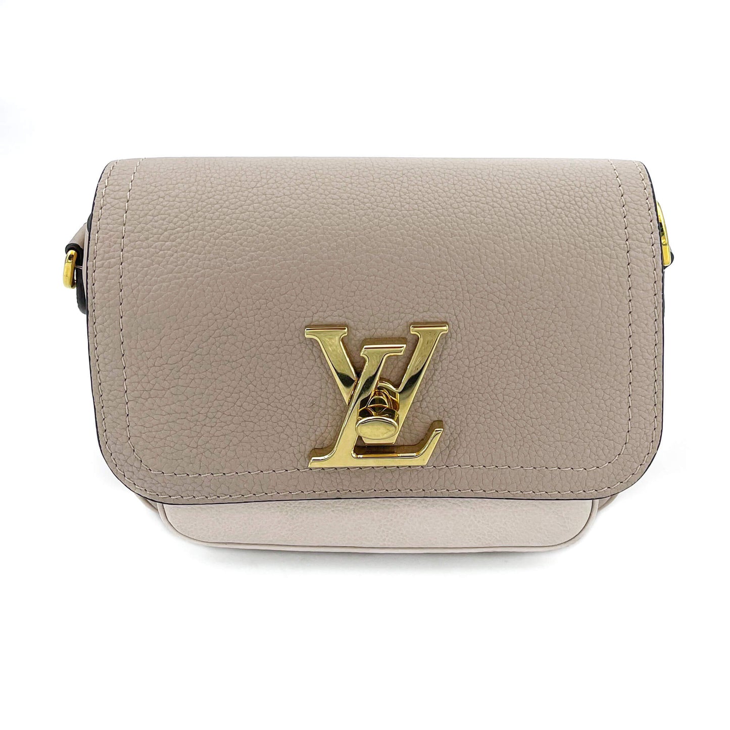 Second hand Louis Vuitton Lockme Tender Gris Leather Shoulder Bag - Tabita Bags