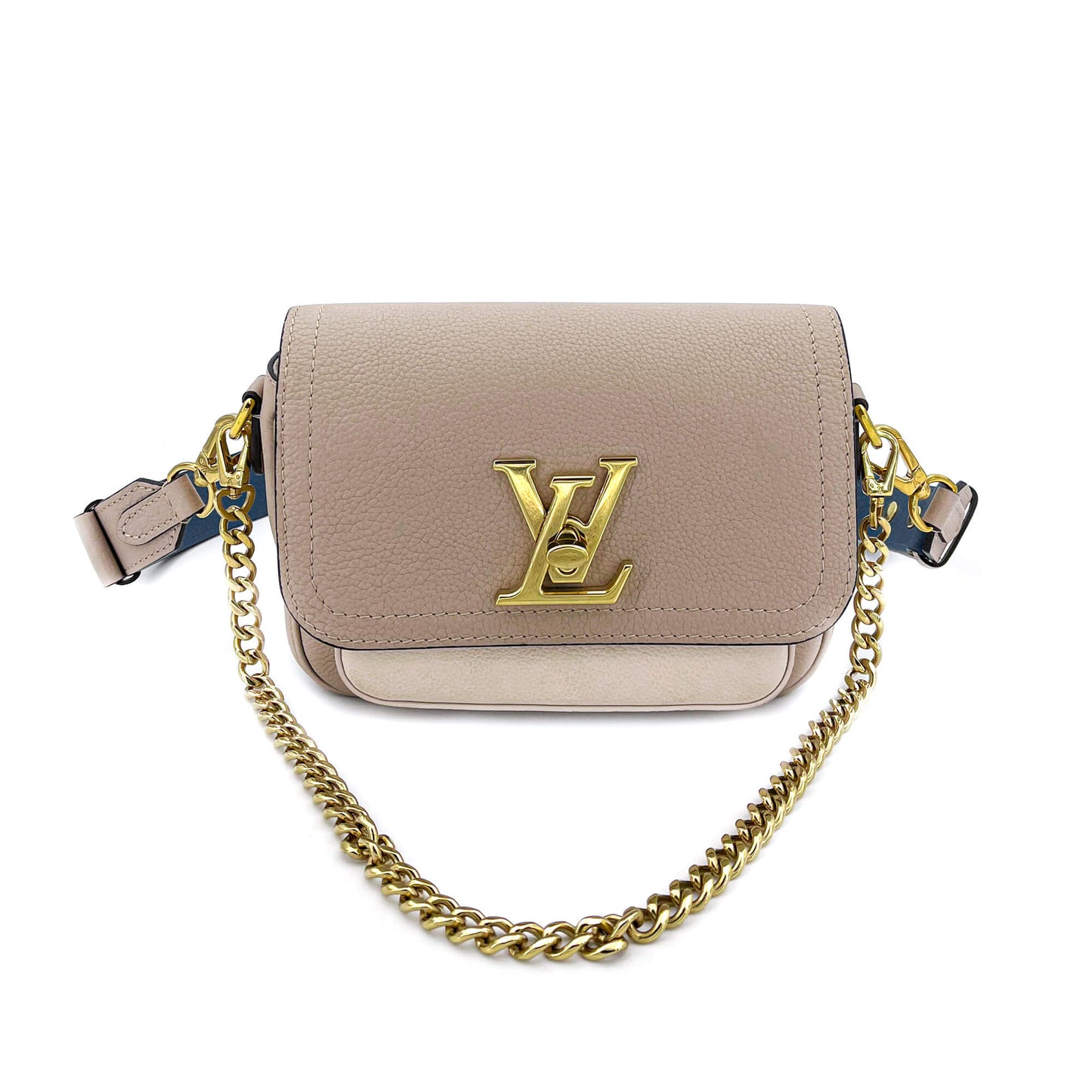 Second hand Louis Vuitton Lockme Tender Gris Leather Shoulder Bag - Tabita Bags