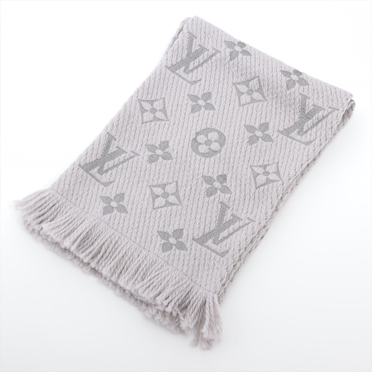 Second hand Louis Vuitton Logomania Wool &Silk Scarf Grey - Tabita Bags