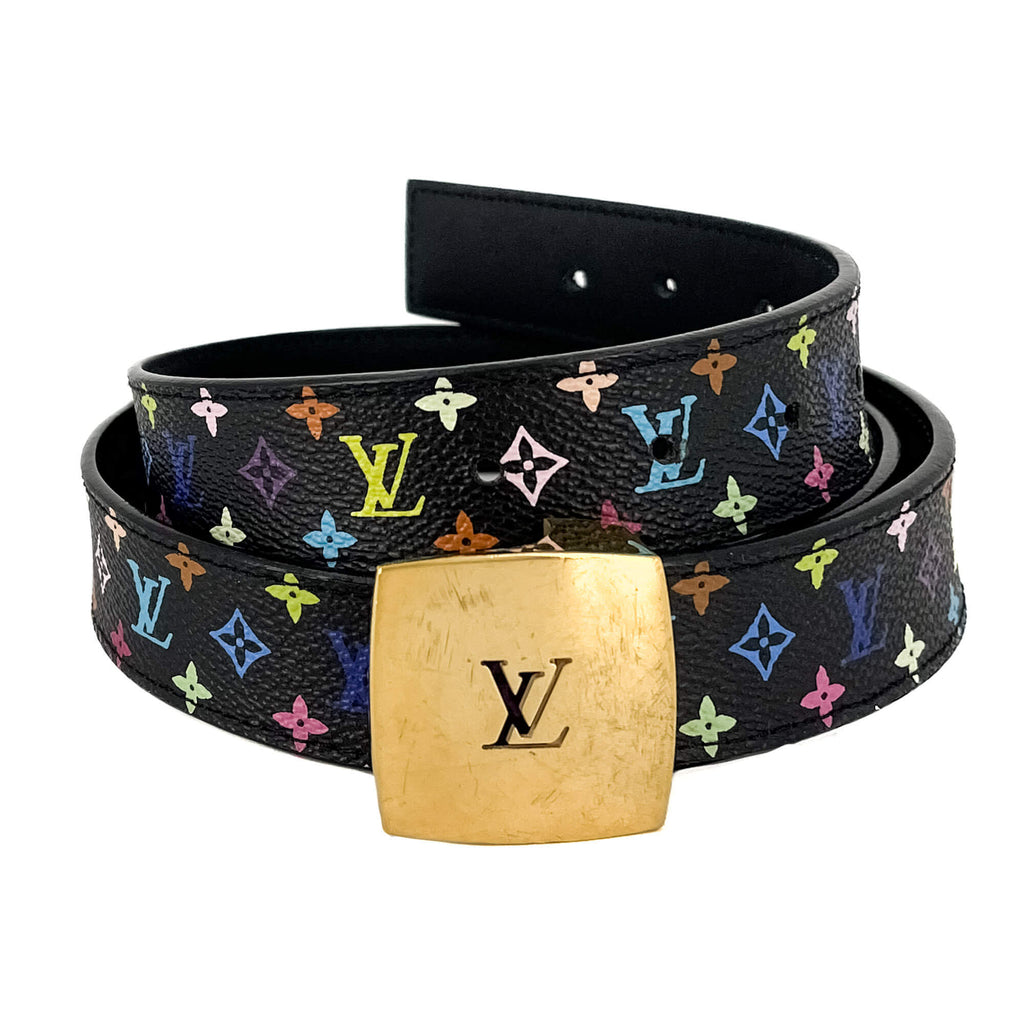Second hand Louis Vuitton Medium Belt Murakami Canvas 90/36 Multicolor - Tabita Bags