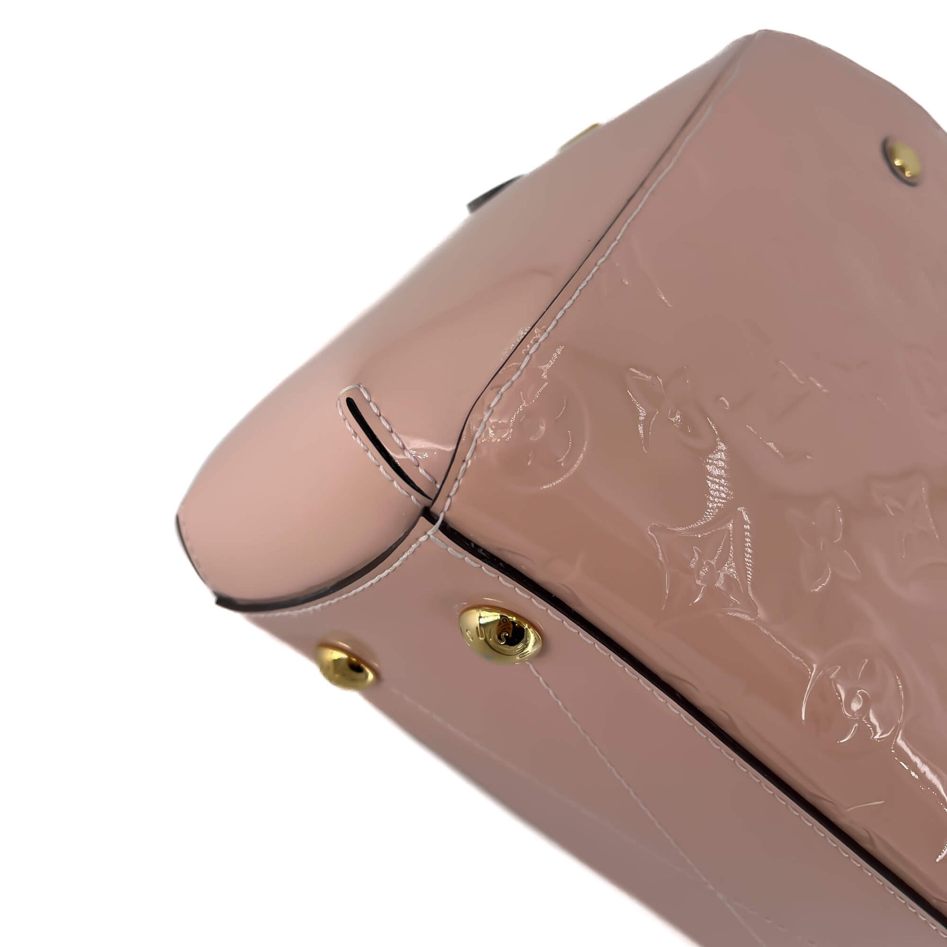 Second hand Louis Vuitton Montaigne BB Monogram Patent Leather Bag Pink Cipria - Tabita Bags