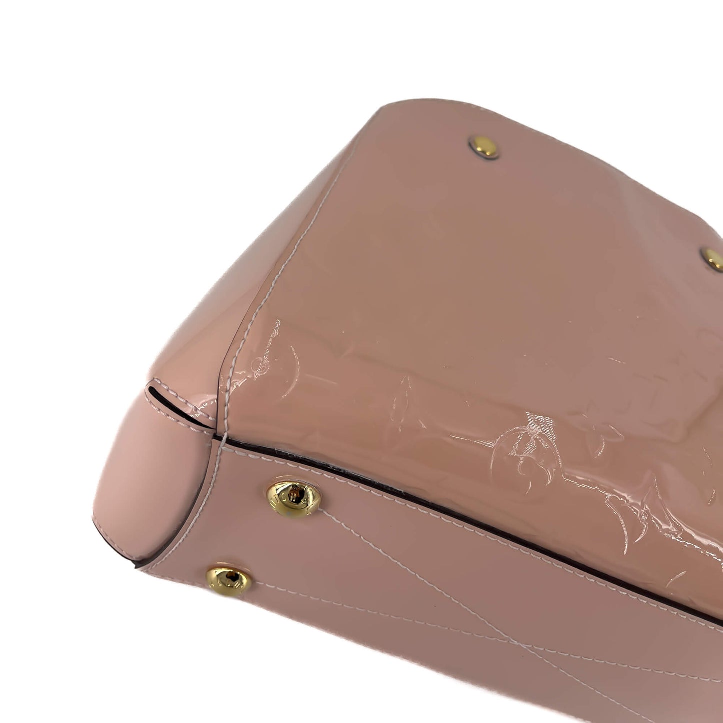 Second hand Louis Vuitton Montaigne BB Monogram Patent Leather Bag Pink Cipria - Tabita Bags