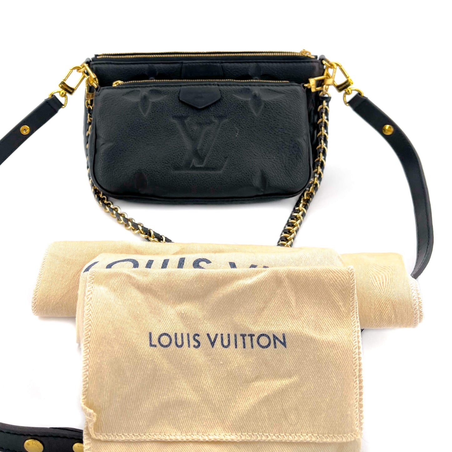 Second hand Louis Vuitton Multi Pochette Accessories Black Monogram Empreinte Leather - Tabita Bags