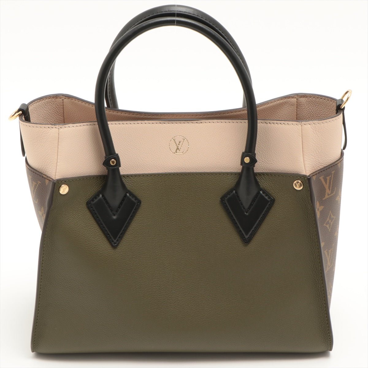 Second hand Louis Vuitton On My Side MM High End Leather Military Green - Tabita Bags