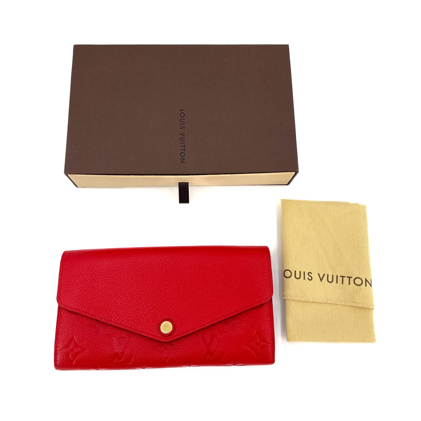 Second hand Louis Vuitton Sarah Empreinte Leather Red Wallet - Tabita Bags