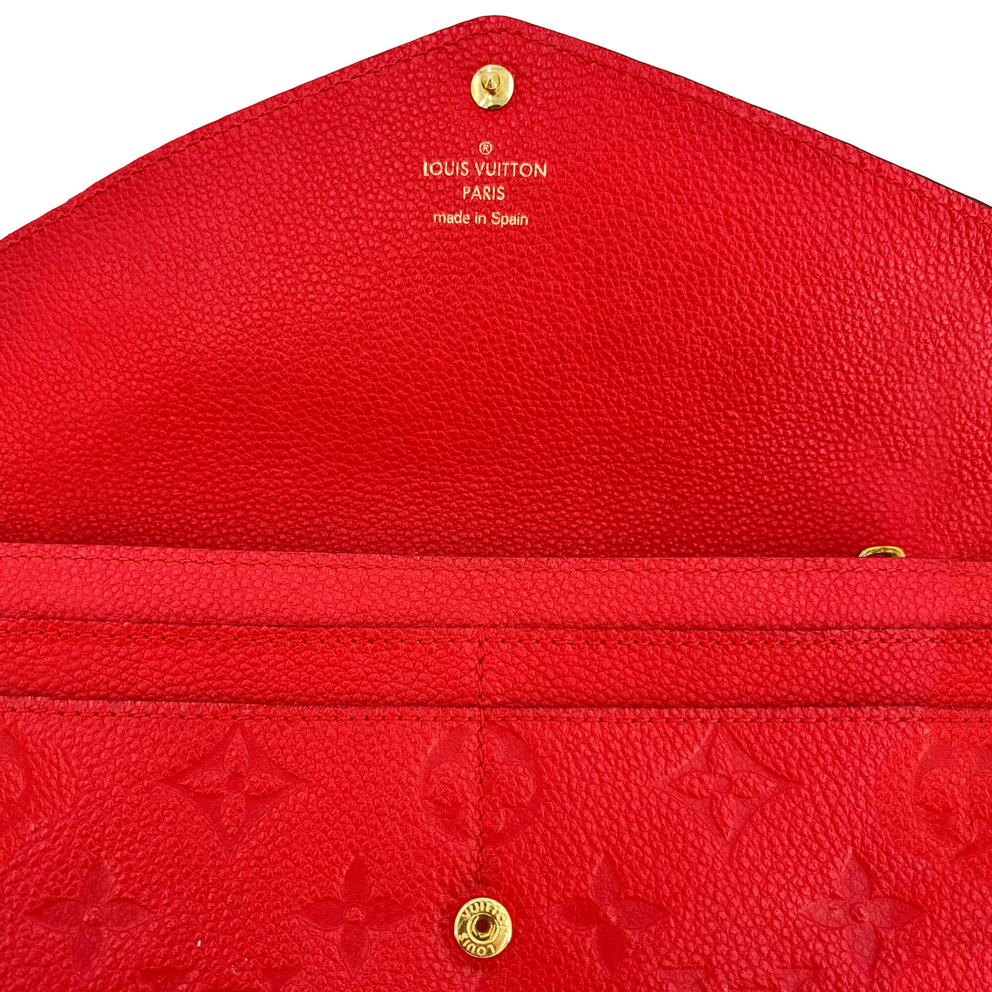 Second hand Louis Vuitton Sarah Empreinte Leather Red Wallet - Tabita Bags