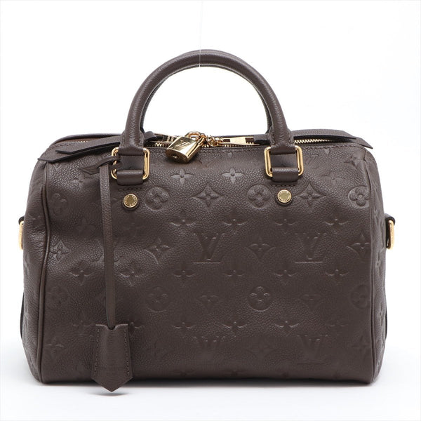 LOUIS VUITTON Speedy 25 Monogram Empreinte Leather Satchel Bag Terre