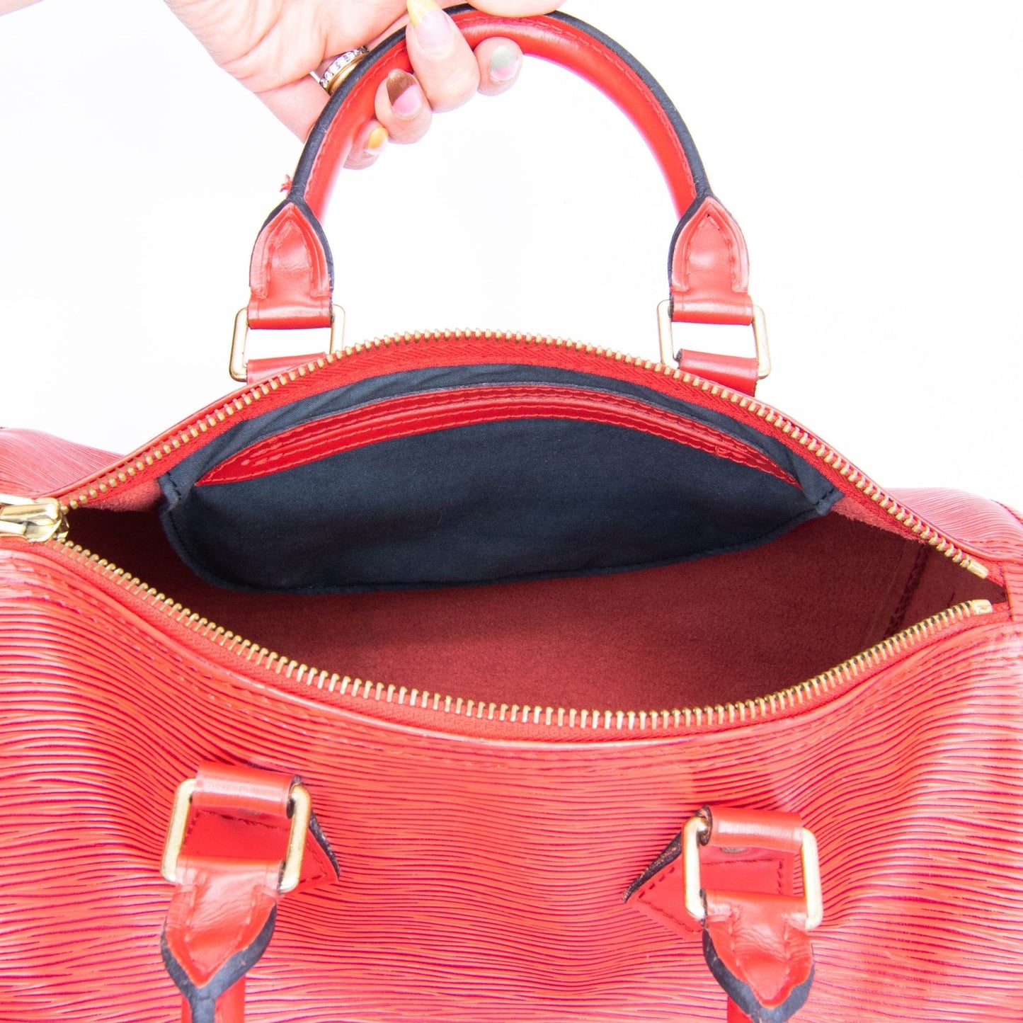 Second hand Louis Vuitton Speedy Epi Red 25 M43017 - Tabita Bags