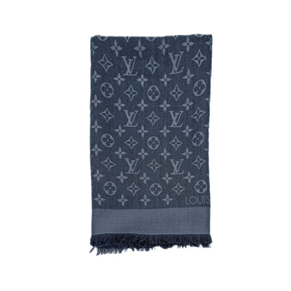 Second hand Louis Vuitton Starlight Shawl Silk & Wool Blue Navy 140x140 - Tabita Bags