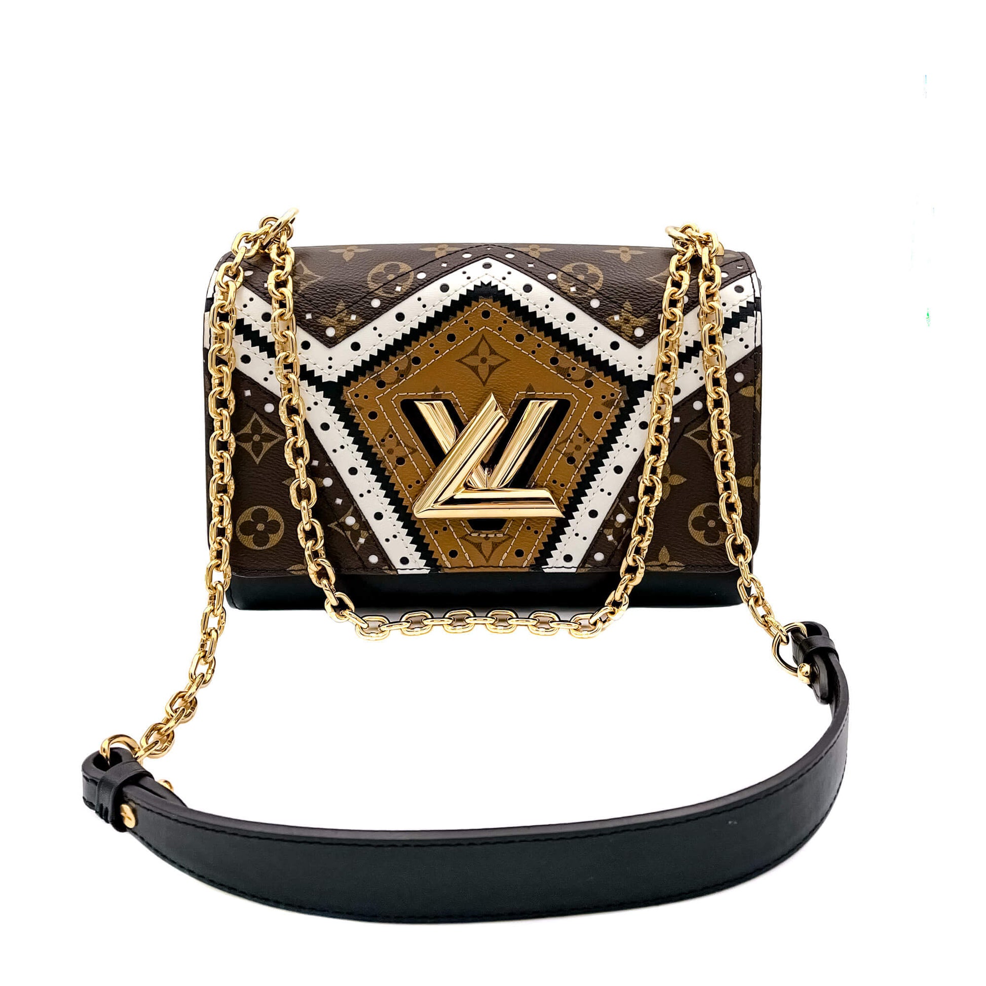 Louis Vuitton Twist Handbag Limited Edition Brogue Reverse Monogram Canvas  and Leather MM Black 12591196