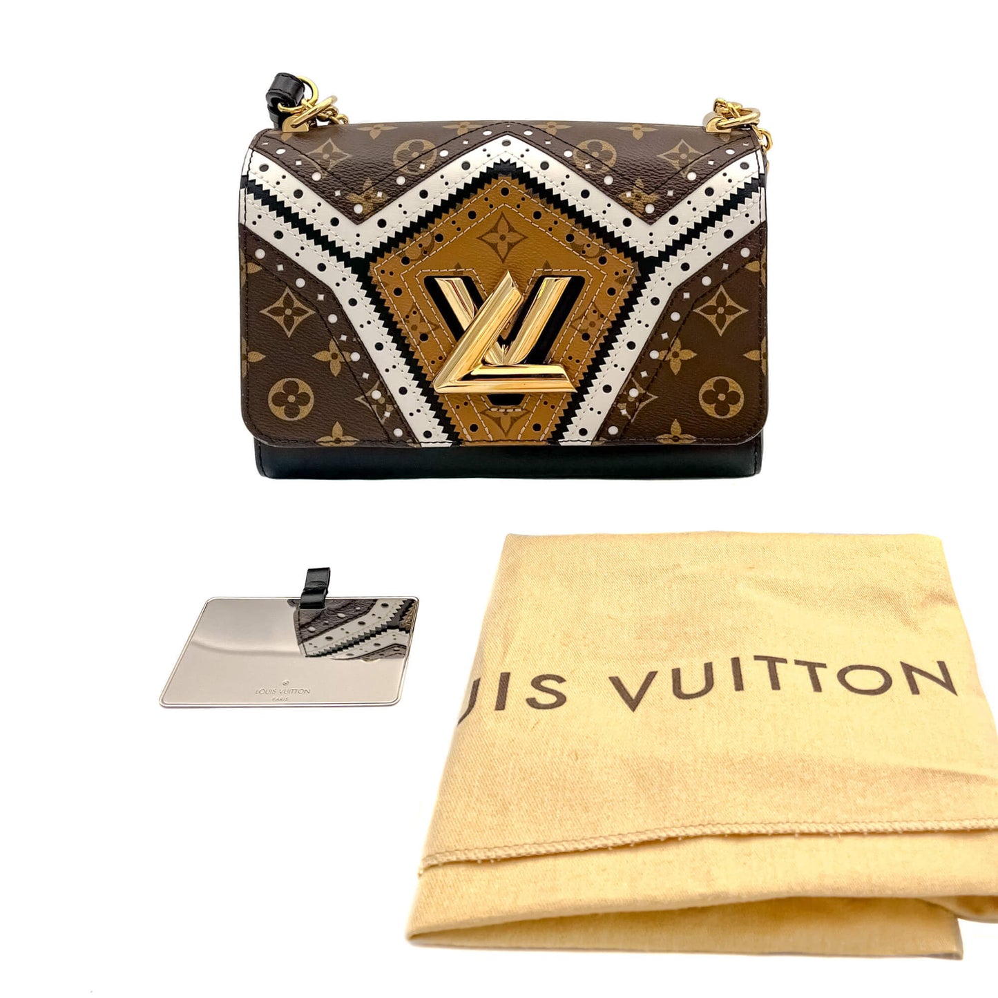 Second hand Louis Vuitton Twist Chain MM Monogram Canvas & Leather Brogue Reverse Bag - Tabita Bags