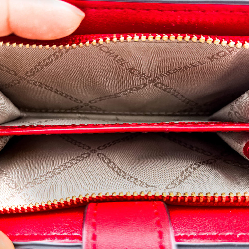 Second hand Michael Kors Envelope Wallet in Red Leather - Tabita Bags