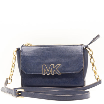 Second hand Michael Kors Florence Blue Leather handbag 35H5GREC1T - Tabita Bags