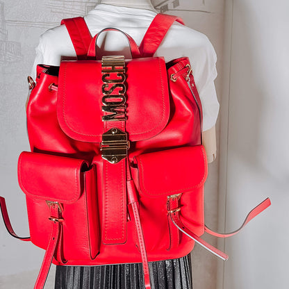 Second hand Moschino Leather Red Backpack - Tabita Bags