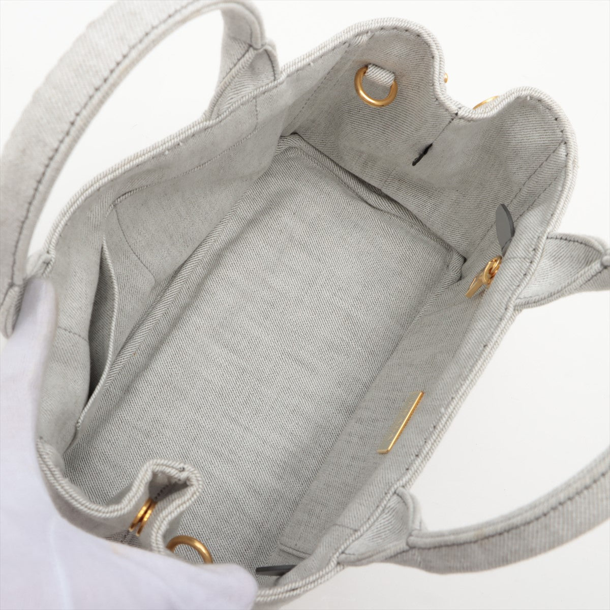 Second hand Prada 2-Way Canvas Tote Bag Grey - Tabita Bags