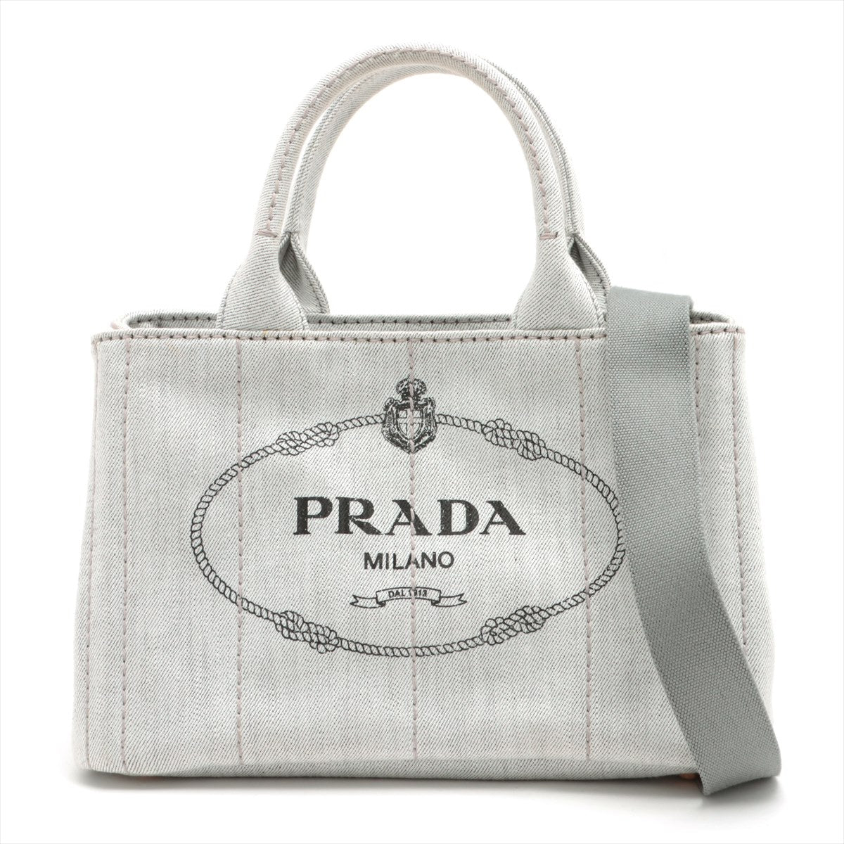 Second hand Prada 2-Way Canvas Tote Bag Grey - Tabita Bags