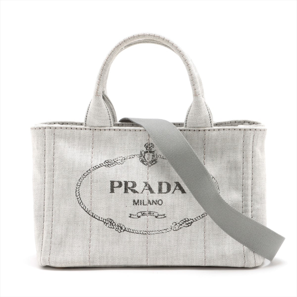 Second hand Prada 2-Way Canvas Tote Bag Grey - Tabita Bags