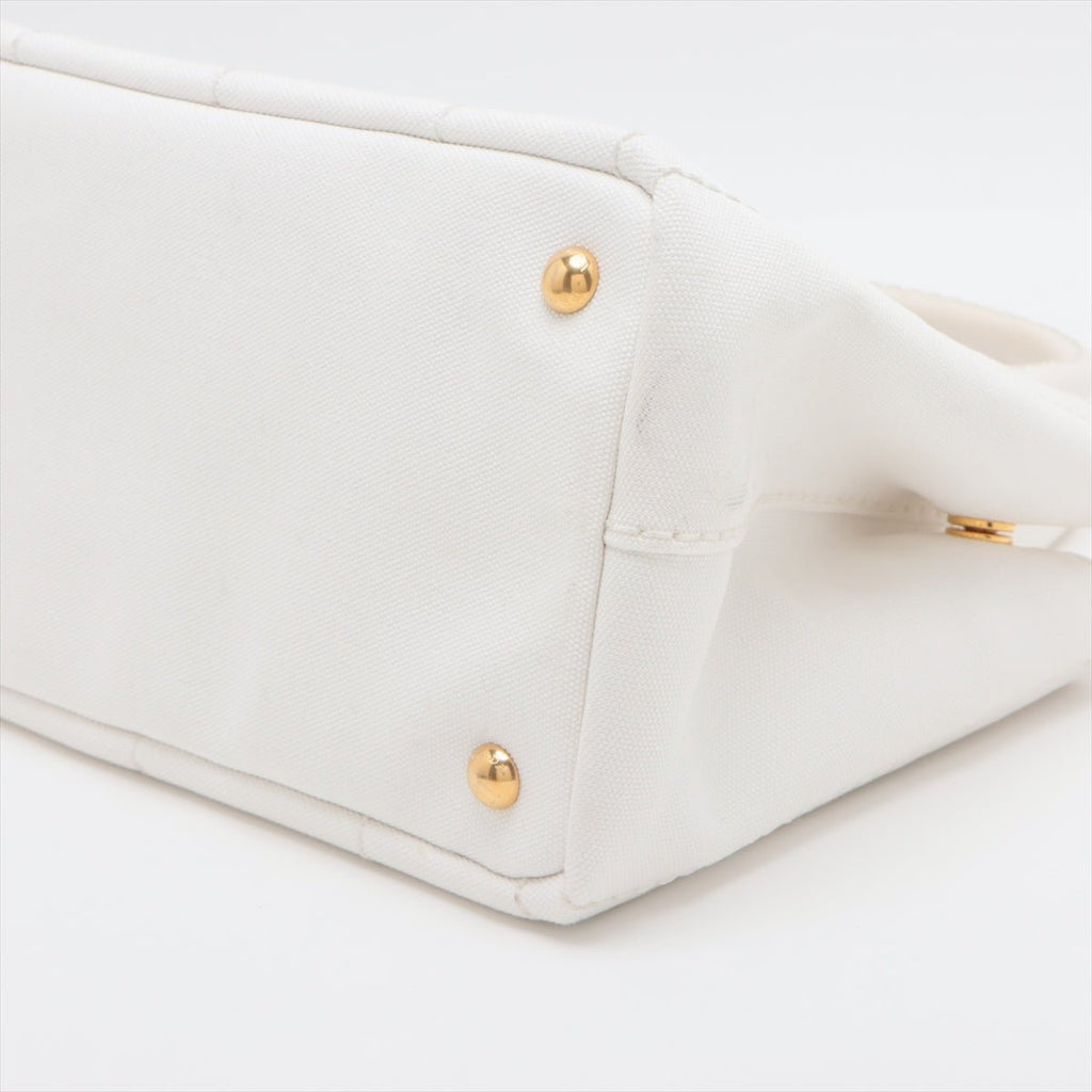 Second hand Prada 2-Way Canvas Tote Bag White - Tabita Bags