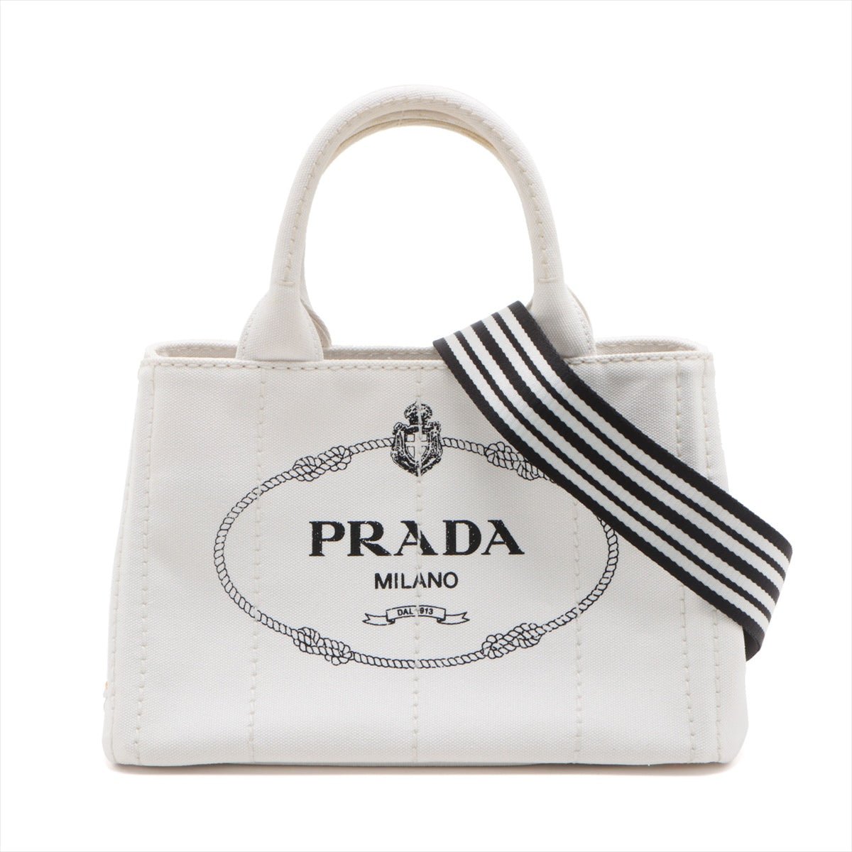 Second hand Prada 2-Way Canvas Tote Bag White - Tabita Bags