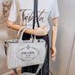 Second hand Prada 2-Way Denim Canvas Tote Bag Grey - Tabita Bags