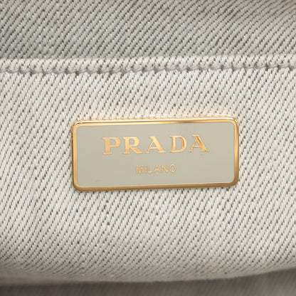 Second hand Prada 2-Way Denim Canvas Tote Bag Grey - Tabita Bags