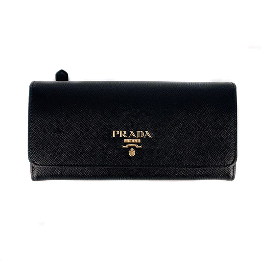 Second hand Prada Black Saffiano Wallet Large - Tabita Bags