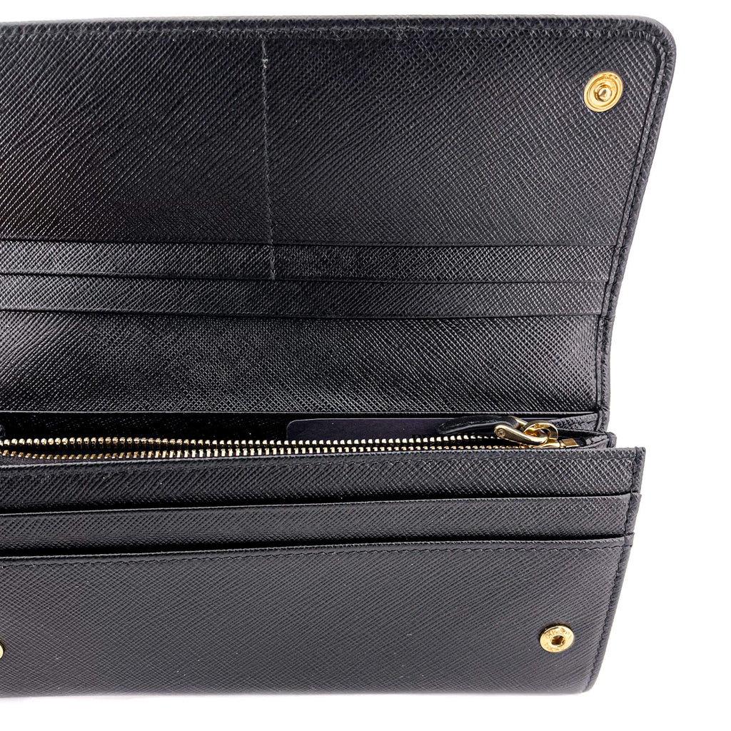 Second hand Prada Black Saffiano Wallet Large - Tabita Bags