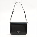 Second hand Prada Brushed Leather Black Shoulder Bag - Tabita Bags