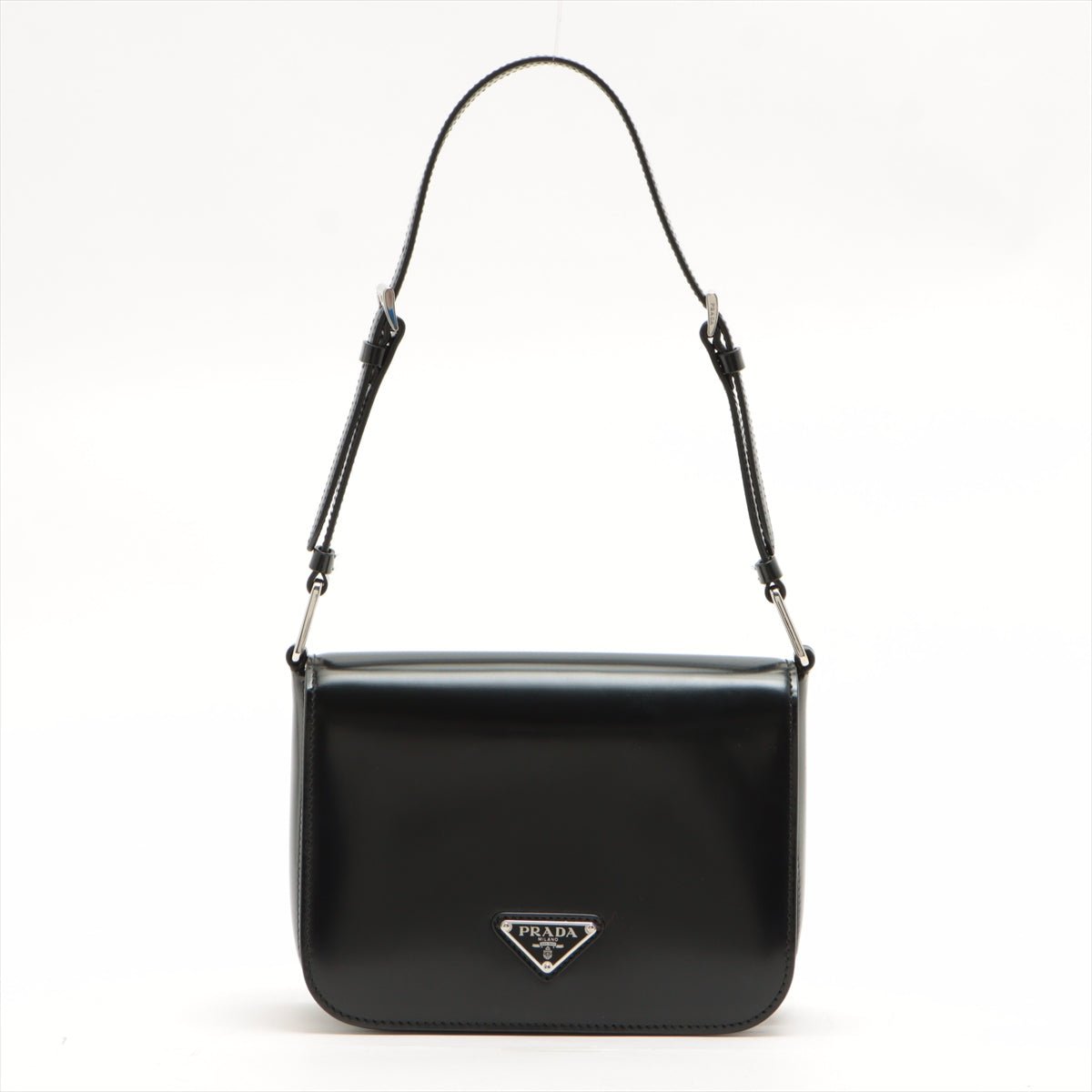 Second hand Prada Brushed Leather Black Shoulder Bag - Tabita Bags