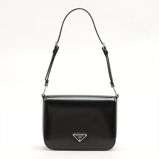 Second hand Prada Brushed Leather Black Shoulder Bag - Tabita Bags