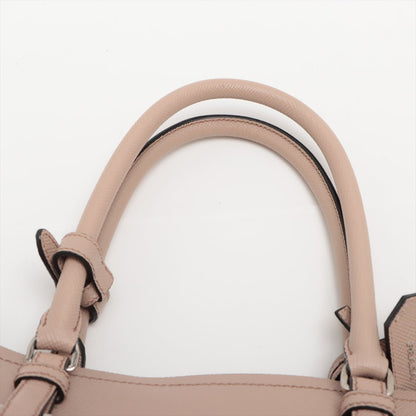 Second hand Prada Double Belted Strap Large Saffiano Leather 2-Way Beige Tote - Tabita Bags