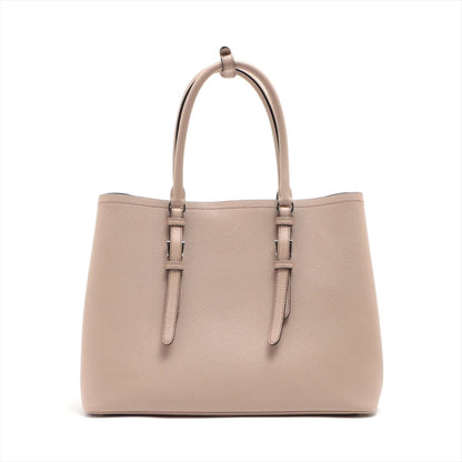 Second hand Prada Double Belted Strap Large Saffiano Leather 2-Way Beige Tote - Tabita Bags