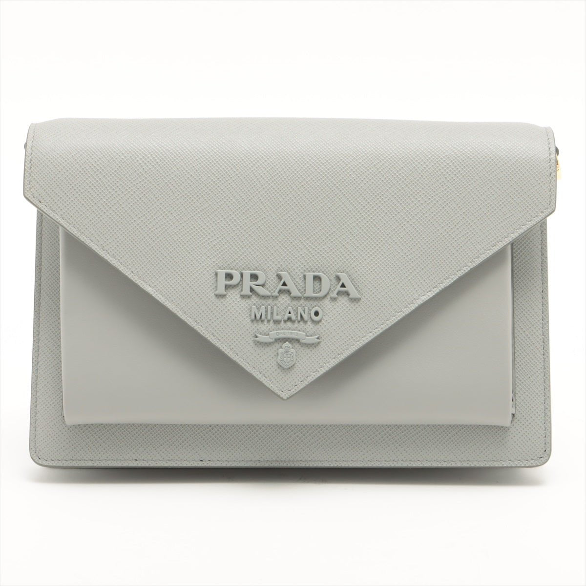 Second hand Prada Envelope City Shoulder bag Grey Saffiano leather - Tabita Bags