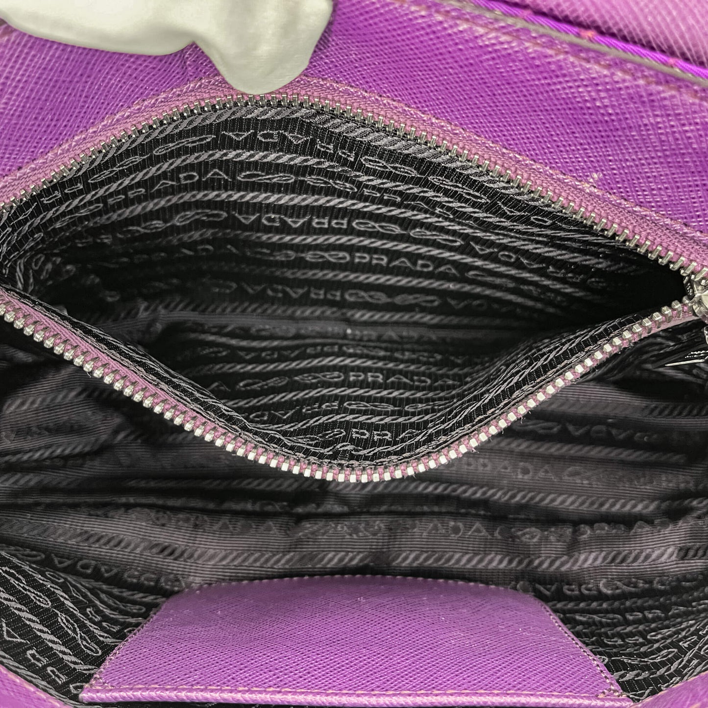 Second hand Prada Flap Pochette Cloth Bag Anemone Purple - Tabita Bags