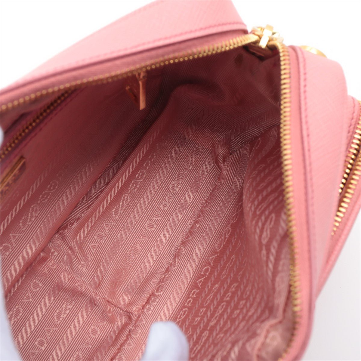 Second hand Prada Front Pocket Crossboby in Pink Saffiano Leather - Tabita Bags