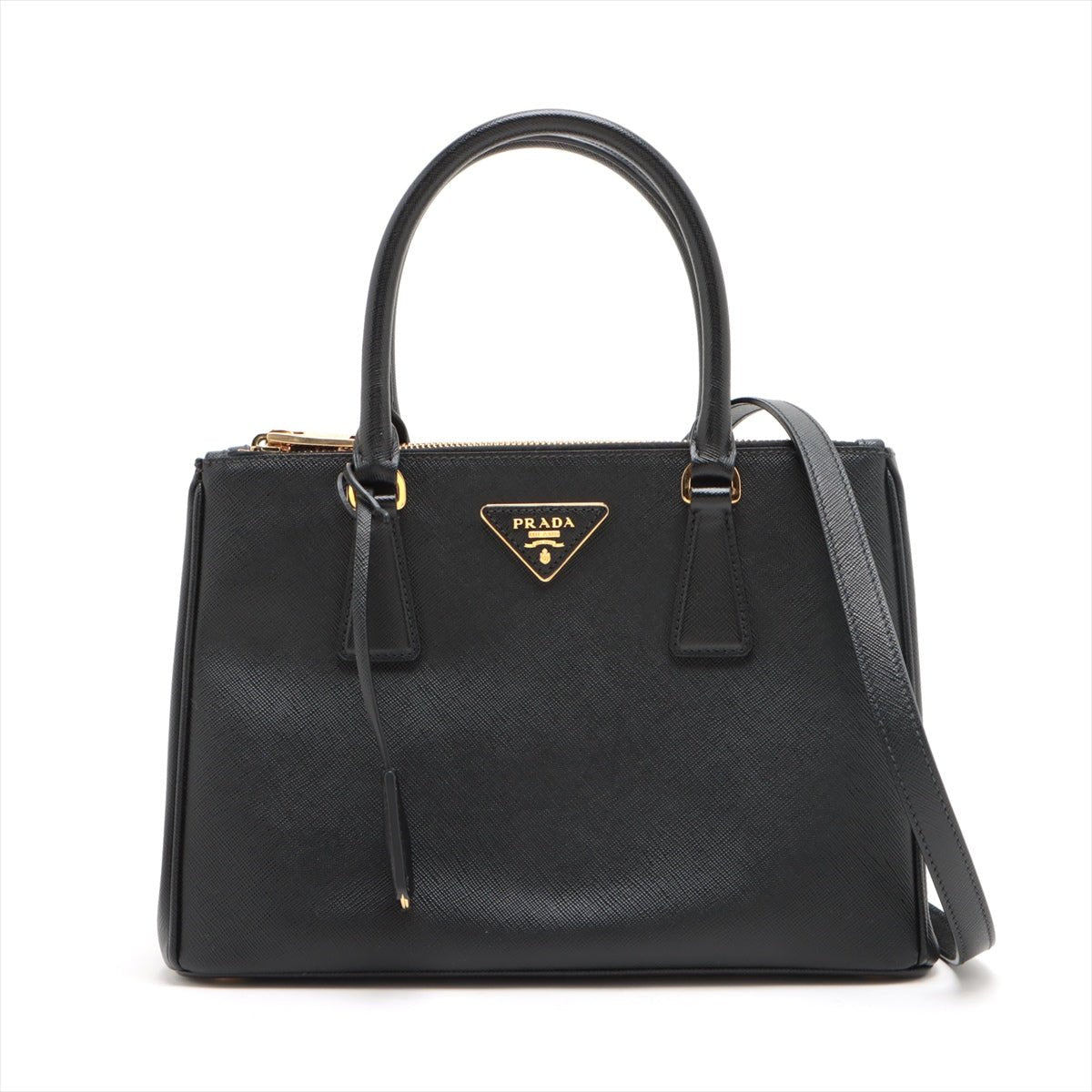 Second hand Prada Galleria Medium Saffiano Leather 3-Ways Tote Bag Black - Tabita Bags