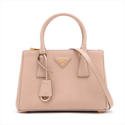 Second hand Prada Galleria Small Saffiano Leather 2-Way Handbag Sand Beige - Tabita Bags