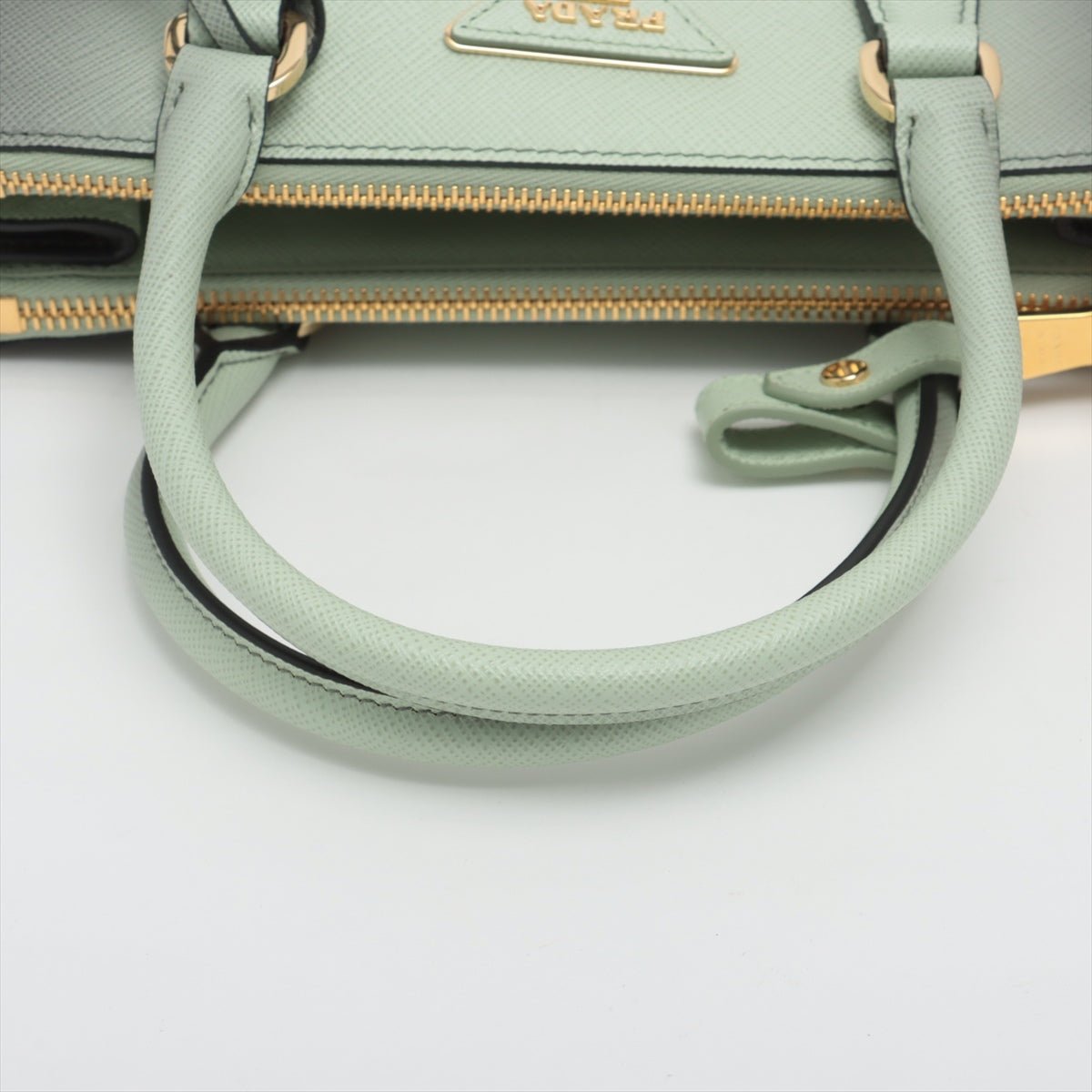 Second hand Prada Galleria Small Saffiano Leather Ombré Light Green 2-Way Bag - Tabita Bags