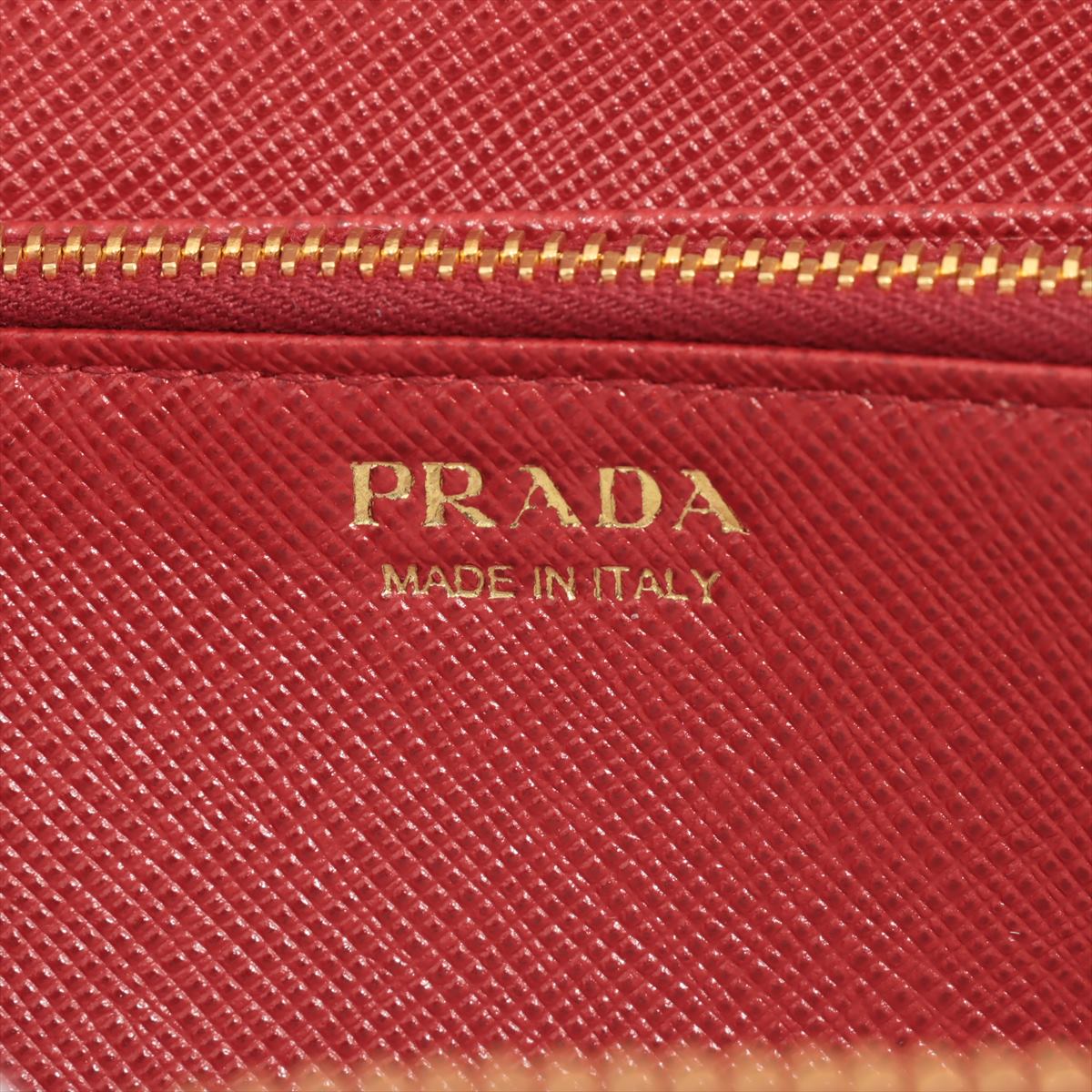 Second hand Prada Large Saffiano Leather Round-Zip-Wallet Red - Tabita Bags