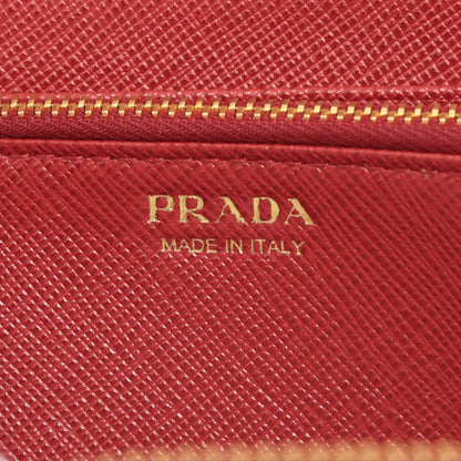 Second hand Prada Large Saffiano Leather Round-Zip-Wallet Red - Tabita Bags