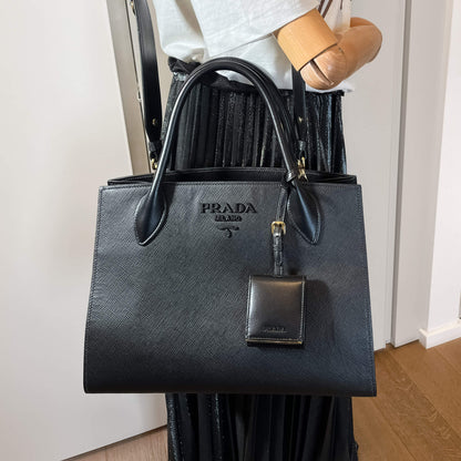 Second hand Prada Monochrome Medium Saffiano Leather Black Bag - Tabita Bags