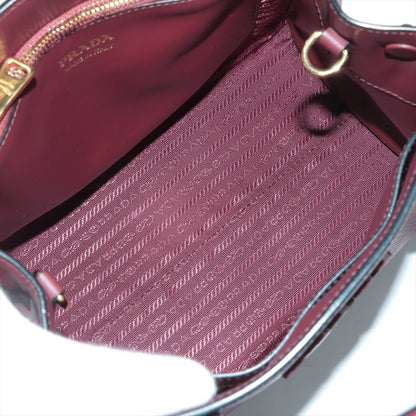 Second hand Prada Monochrome Small Saffiano Leather Burgundy Bag - Tabita Bags