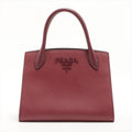 Second hand Prada Monochrome Small Saffiano Leather Burgundy Bag - Tabita Bags