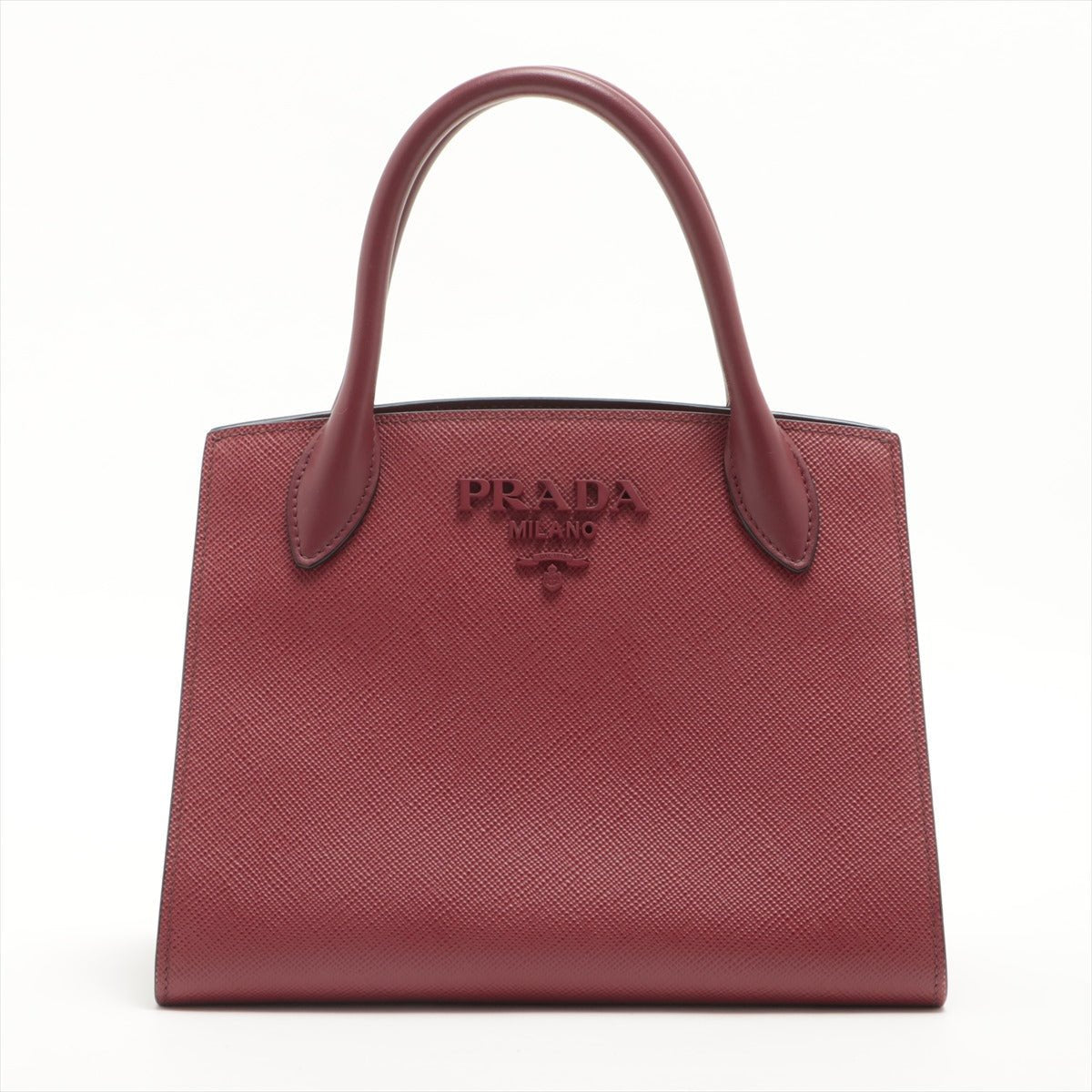 Second hand Prada Monochrome Small Saffiano Leather Burgundy Bag - Tabita Bags
