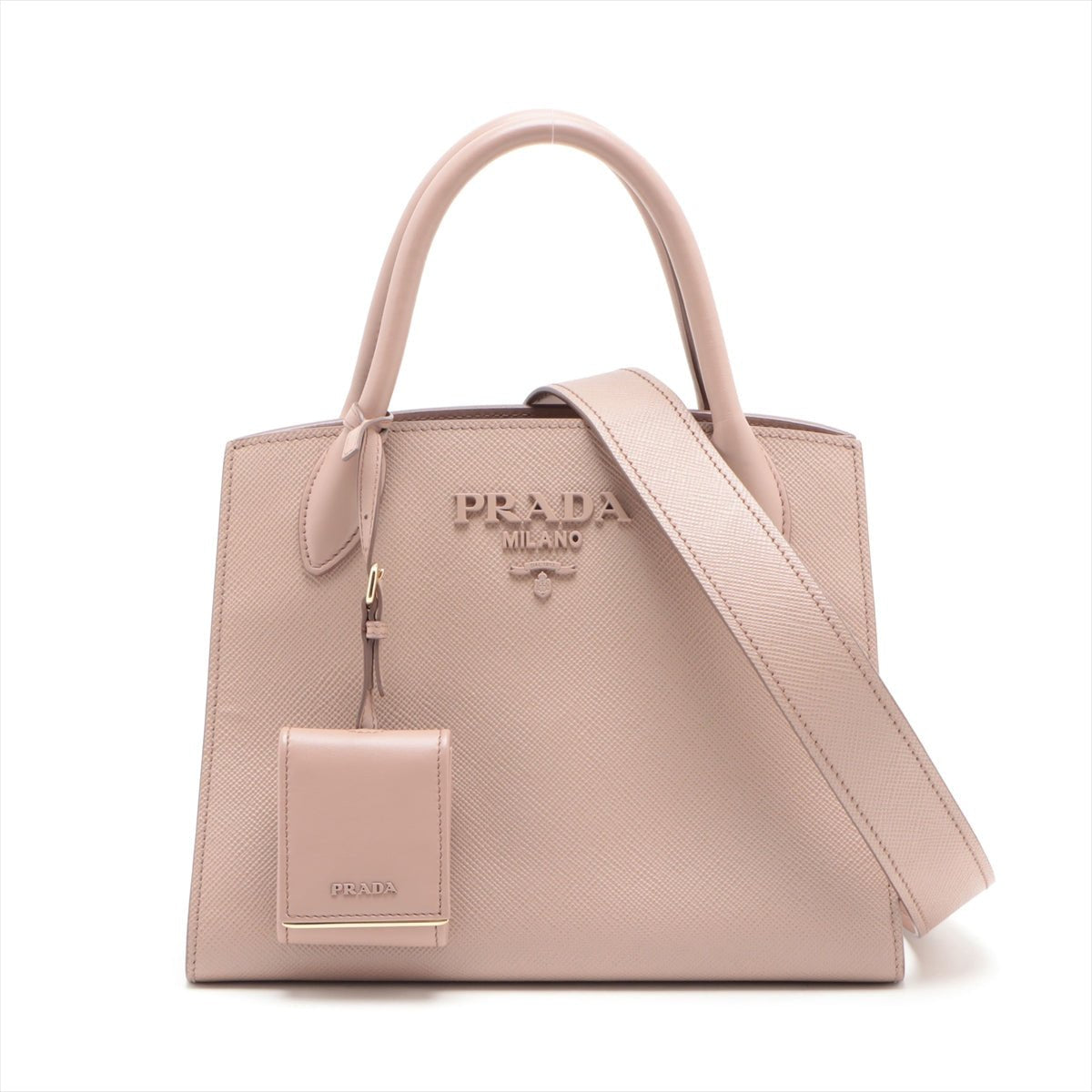 Second hand Prada Monochrome Small Saffiano Leather Pink 2-Way Bag - Tabita Bags